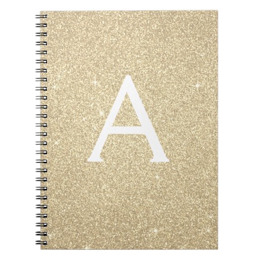 Luxus Gold Glitzer Sparkle Monogram Notebook Notizblock (Vorderseite)