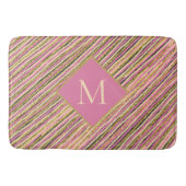 Luxus Gold Glitzer Sparkle Monogram Pink Streifen Badematte (Vorderseite)