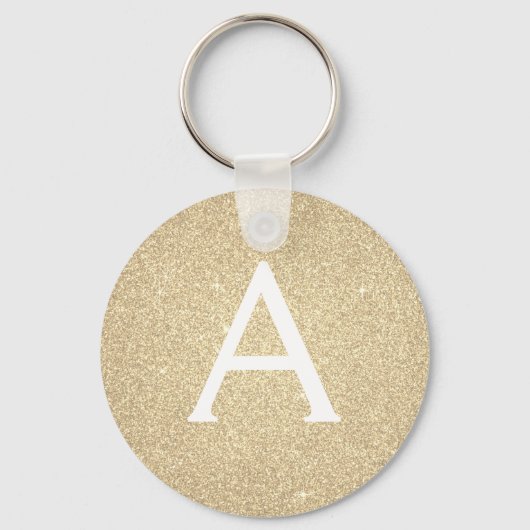 Luxus Gold Glitzer & Sparkle Monogram Schlüsselanhänger (Vorderseite)