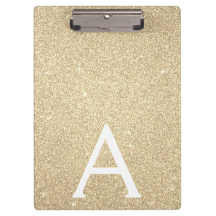 Luxus Gold Glitzer & Sparkle Monogram School Klemmbrett