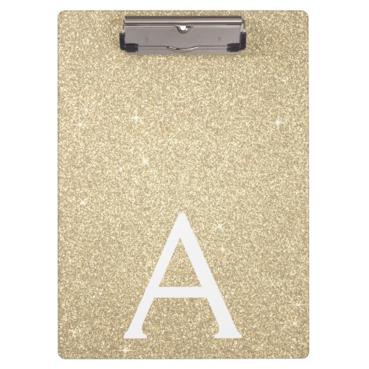 Luxus Gold Glitzer & Sparkle Monogram School Klemmbrett (Vorderseite)