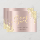 Luxus Gold Glitzer Tropfen Rose Gold Dankeskarte (Vorne/Hinten)