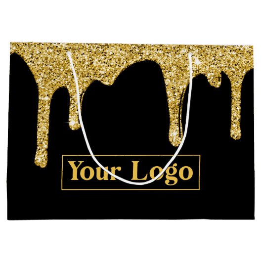 Luxus Gold Glitzer Tropfens Business-Logo Große Geschenktüte (Rückseite)