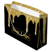 Luxus Gold Glitzer Tropfens Business-Logo Große Geschenktüte (Rückseite Schrägansicht)