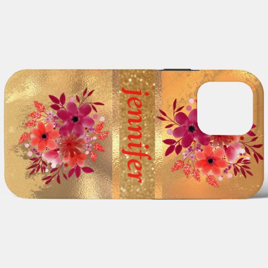 Luxus Gold Glitzer und Sparkle Monogram Case-Mate iPhone Hülle (Rückseite (Horizontal))