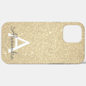 Luxus Gold Glitzer und Sparkle Monogram Case-Mate iPhone Hülle (Rückseite (Horizontal))