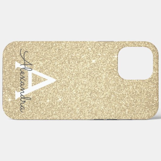 Luxus Gold Glitzer und Sparkle Monogram Case-Mate iPhone Hülle (Rückseite (Horizontal))