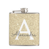 Luxus Gold Glitzer und Sparkle Monogram Flachmann (Vorderseite)