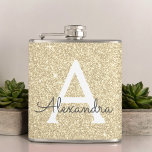 Luxus Gold Glitzer und Sparkle Monogram Flachmann<br><div class="desc">Luxuriöse Gold Imitate Glitzer und sparkle Elegant Monogram Flask. Diese Flasche kann so angepasst werden,  dass sie Ihren Anfangs- und Vornamen enthält. Die Goldflasche eignet sich hervorragend zum Geburtstag oder Junggeselinnen-Abschied.</div>
