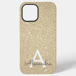 Luxus Gold Glitzer und Sparkle Monogram iPhone 12 Pro Max Hülle