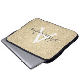 Luxus Gold Glitzer und Sparkle Monogram Laptopschutzhülle (Vorne Knopf)