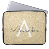 Luxus Gold Glitzer und Sparkle Monogram Laptopschutzhülle (Vorderseite)