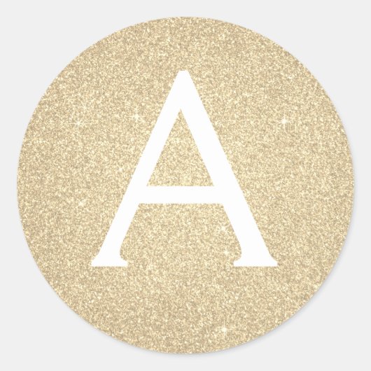 Luxus Gold Glitzer und Sparkle Monogram Runder Aufkleber (Vorderseite)