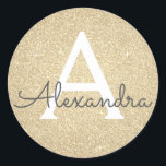 Luxus Gold Glitzer und Sparkle Monogram Runder Aufkleber<br><div class="desc">Luxuriöse Gold Imitate Glitzer und Sparkle Elegant Umschlag von Gevor Siegel Sticker. Dieser Aufkleber kann so angepasst werden,  dass er Ihren Anfangs- und Vornamen für ein Geschenkpaket enthält.</div>