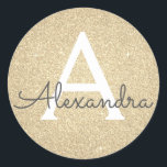 Luxus Gold Glitzer und Sparkle Monogram Runder Aufkleber<br><div class="desc">Luxuriöse Gold Imitate Glitzer und Sparkle Elegant Umschlag von Gevor Siegel Sticker. Dieser Aufkleber kann so angepasst werden,  dass er Ihren Anfangs- und Vornamen für ein Geschenkpaket enthält.</div>