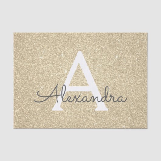 Luxus Gold Glitzer und Sparkle Monogram Seidenpapier (Vorderseite)
