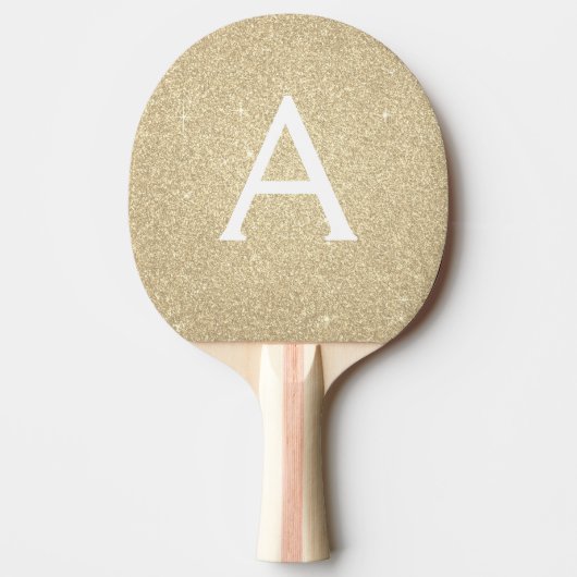 Luxus Gold Glitzer und Sparkle Monogram Tischtennis Schläger (Vorderseite)