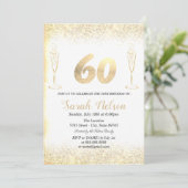Luxus Gold Glitzer Weinglas Einladung (Stehend Vorderseite)