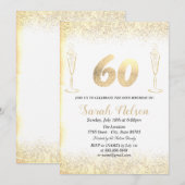 Luxus Gold Glitzer Weinglas Einladung (Vorne/Hinten)