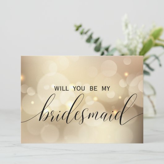 Luxus Gold Glitzer werden Sie meine Bridesmaid Einladung (Stehend Vorderseite)