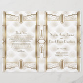 Luxus Gold Great Gatsby Art Deco Hochzeitsprogramm (Vorderseite)