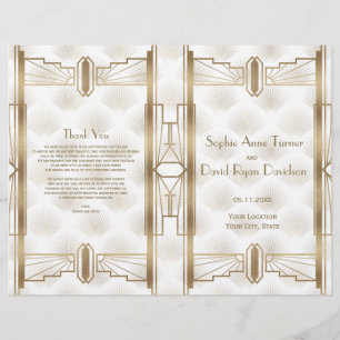Luxus Gold Great Gatsby Art Deco Hochzeitsprogramm