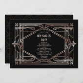 Luxus Gold Great Gatsby Art Deco Neujahr Einladung (Vorne/Hinten)