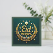 Luxus Gold Green Eid Mubarak (Stehend Vorderseite)