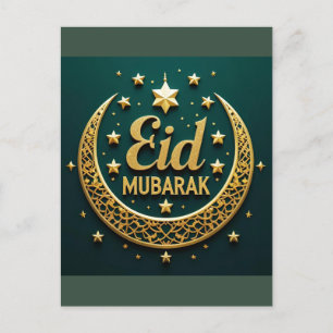 Luxus Gold Grün Eid Mubarak Postkarte