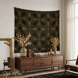 Luxus-Gold-Guilloché-Nahtloses-Muster-Teppich Wandteppich