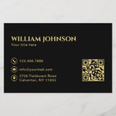 Luxus Gold Haus Immobilien QR Code Schwarz Flyer (Hinten)