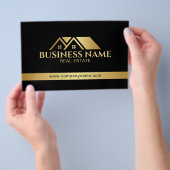 Luxus Gold Haus Immobilien QR Code Schwarz Flyer (Handgriff)