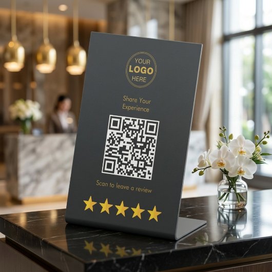 Luxus-Gold-Holzkohle-QR-Code-Review-Feedback Sockelschild