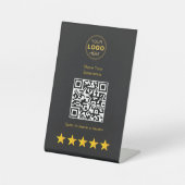 Luxus-Gold-Holzkohle-QR-Code-Review-Feedback Sockelschild (Vorderseite)