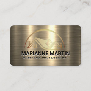 Luxus-Gold-Immobilienlogo Metallisch Visitenkarte