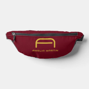 Luxus-Gold-Initial-Monogramm Burgunderrot Bauchtasche