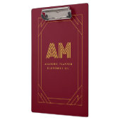 Luxus-Gold-Initial-Monogramm Burgunderrot Klemmbrett (Links)