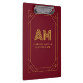 Luxus-Gold-Initial-Monogramm Burgunderrot Klemmbrett (Rechts)