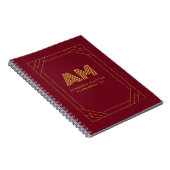 Luxus-Gold-Initial-Monogramm Burgunderrot Notizblock (Rechte Seite)