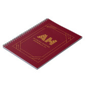 Luxus-Gold-Initial-Monogramm Burgunderrot Notizblock (Linke Seite)