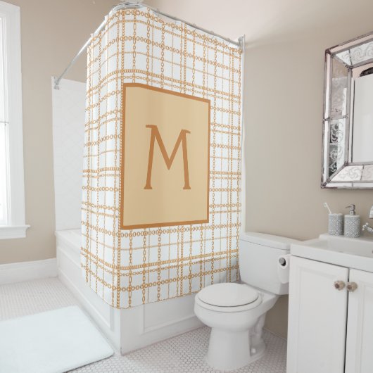 Luxus Gold Ketten auf weißem Hintergrund Bath Duschvorhang (Beispiel)
