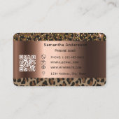 Luxus-Gold-Leopardenprint- QR-Code Visitenkarte (Rückseite)