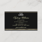 Luxus Gold Lila Glitzer Logo Schwarz Goldene Dekor Visitenkarte (Rückseite)