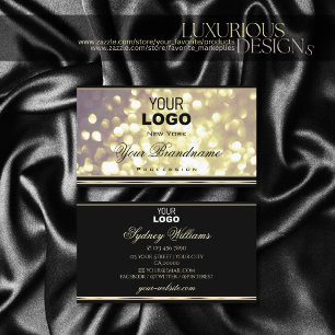 Luxus Gold Lila Glitzer Logo Schwarz Goldene Dekor Visitenkarte