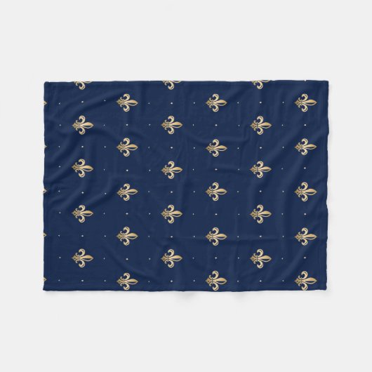 Luxus Gold Lilie Navy Fleecedecke (Vorderseite (Horizontal))