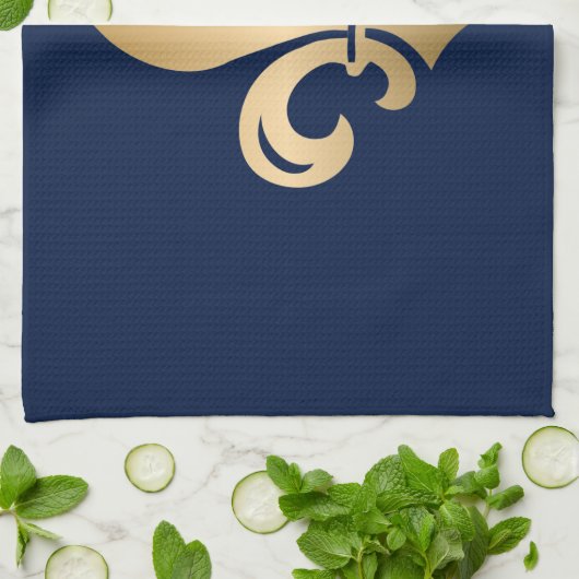 Luxus Gold Lilie Navy Geschirrtuch (Gefaltet)