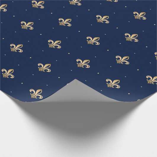 Luxus Gold Lilie Pattern Marine Geschenkpapier (Ecke)