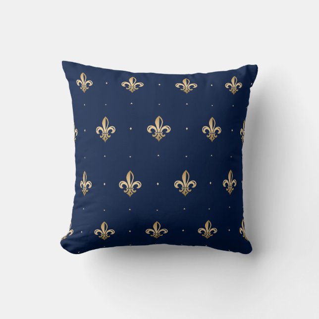 Luxus Gold Lilie Pattern Marine Kissen (Vorderseite)