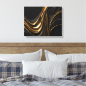 Luxus Gold Line Leinwand | Abstrakte Black-Gold-Ma (Insitu (Schlafzimmer))