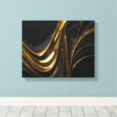 Luxus Gold Line Leinwand | Abstrakte Black-Gold-Ma (Insitu (Holzboden))